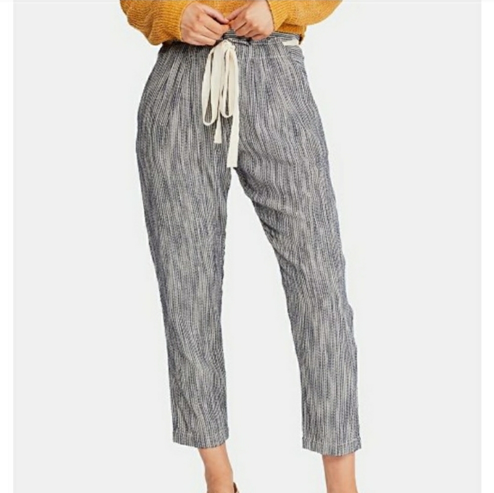 Free People Light At Sunrise Crop Pants Size 2 Pinstripe High Waist